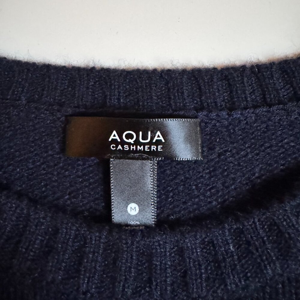AQUA Cashmere Fringe Sweater – Navy – Size M - Picture 8 of 9